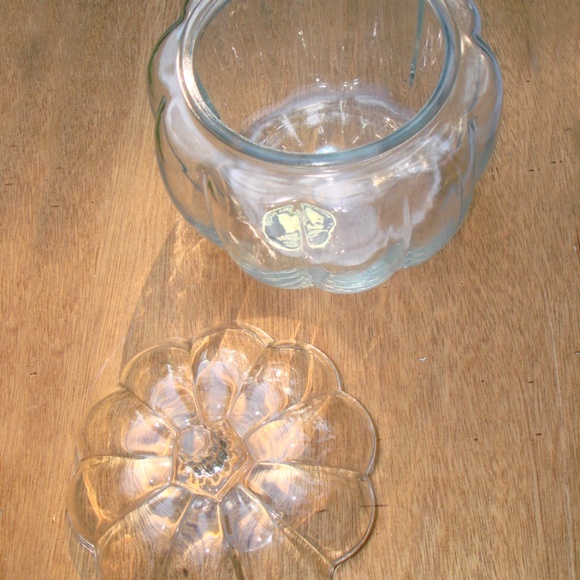 Glass Pumpkin Halloween Decor Cookie Jar with Lid Clear Glass Decoration - Picture 3 of 8